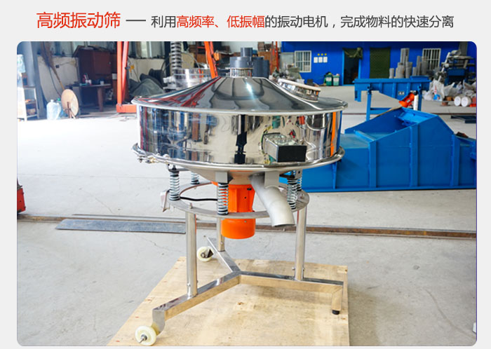 該產品利用高振動頻率低振幅的振動電機，完成物料的快速分離。